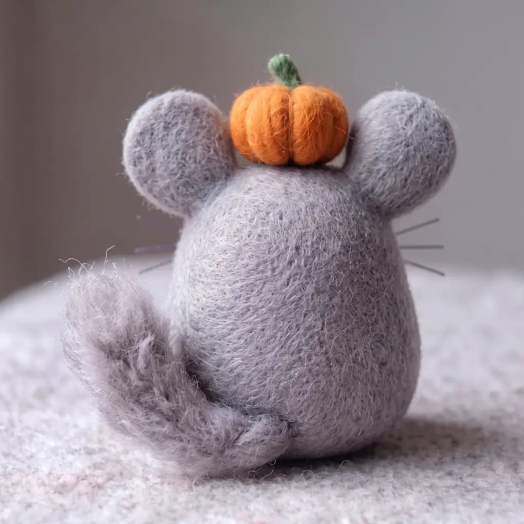 Pumpkin Crown Chinchilla Felt Figurine