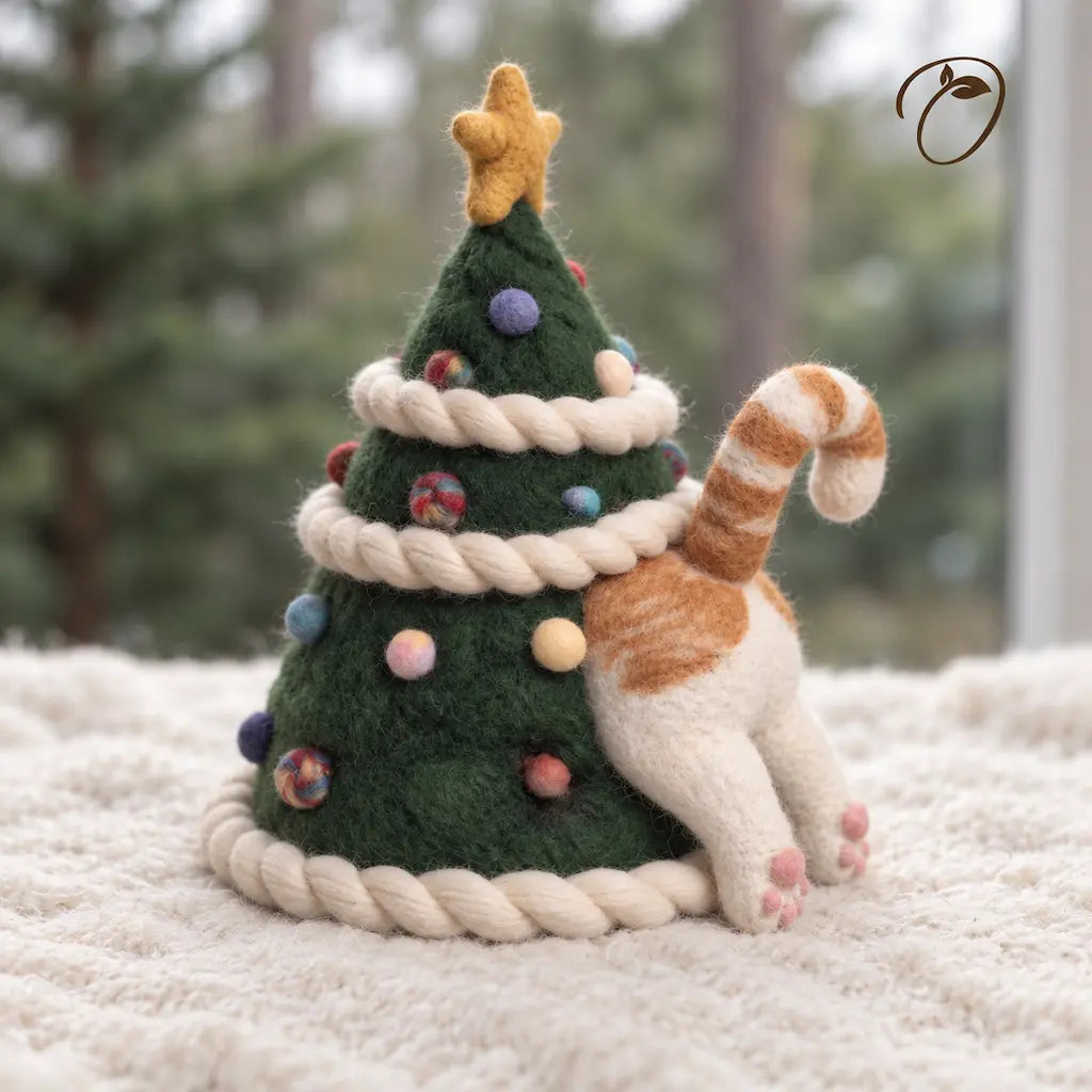 Undercover Cat and Tree Felt Figurine