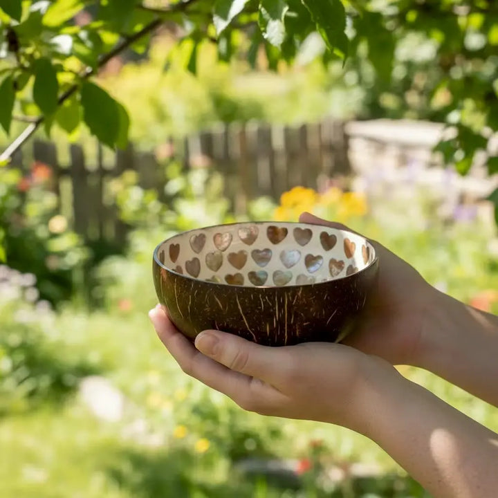 Coconut Jewelry Dish – Heart Shell Inlay Trinket Bowl