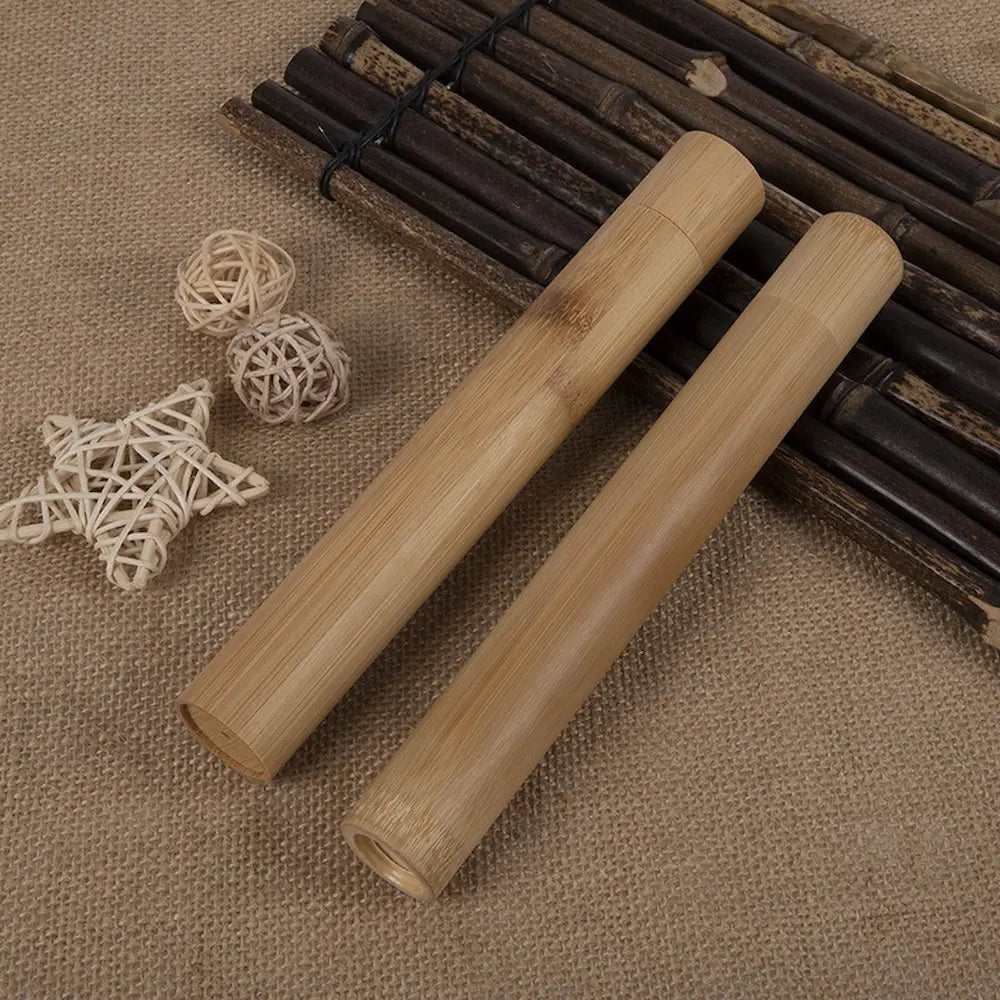 Two bamboo toothbrushes