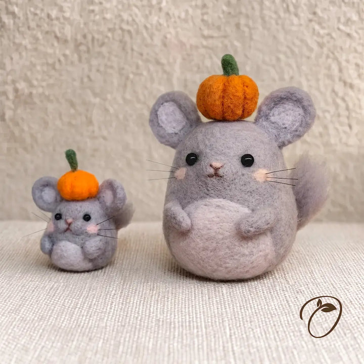 Pumpkin Crown Chinchilla Felt Figurine