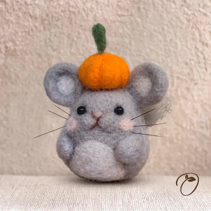 Pumpkin Crown Chinchilla Felt Figurine