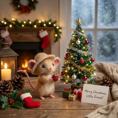 Felt Mouse with Strawberry