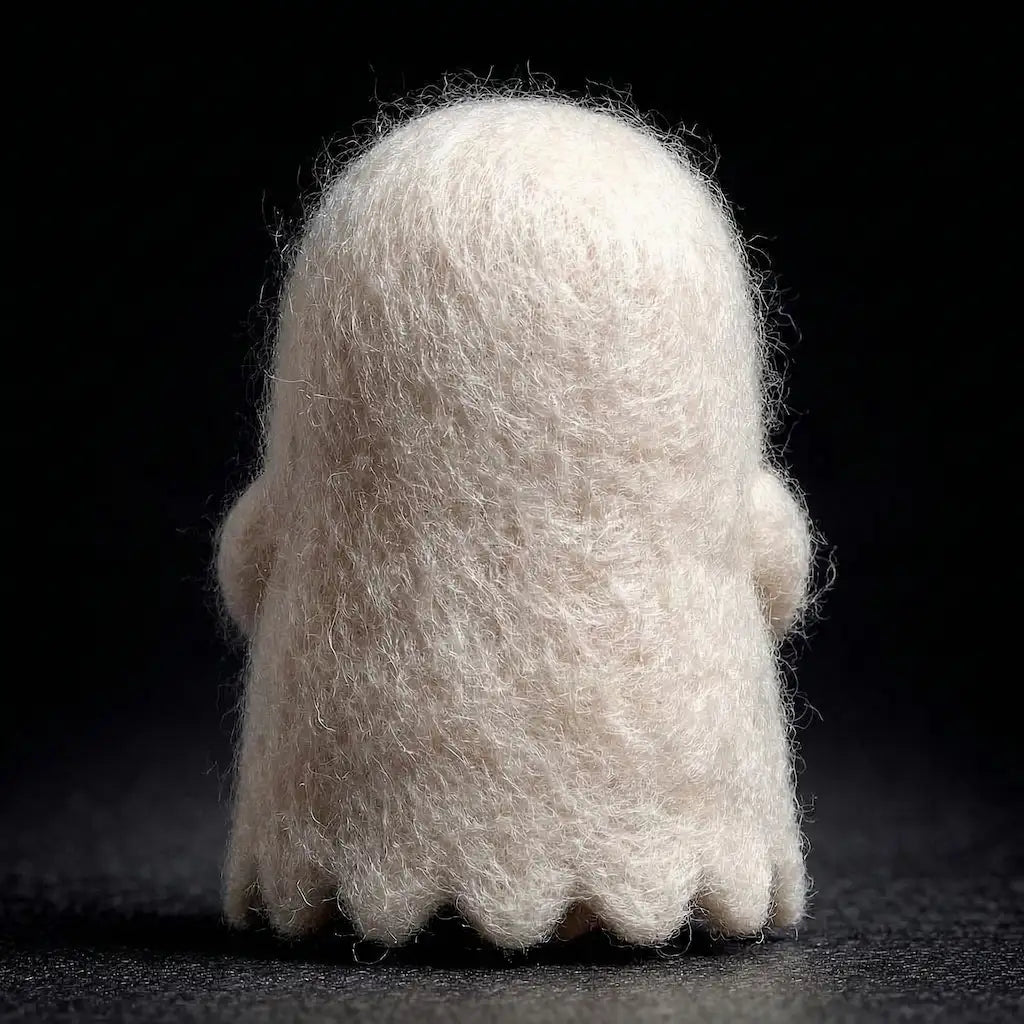 White fluffy object on a black background