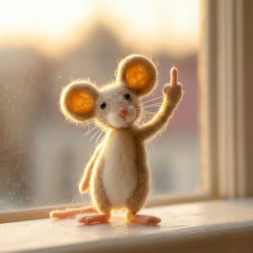 Felted Sassy Mouse Figurine - The Little Rebel | OakenArk