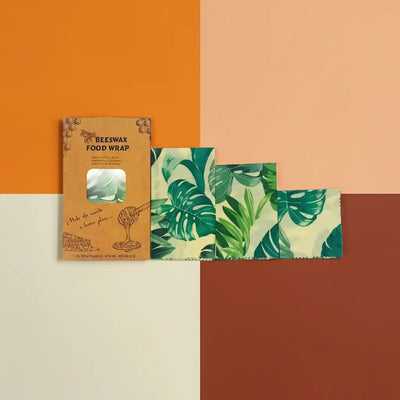Beeswax food wrap with leaf pattern packaging on 