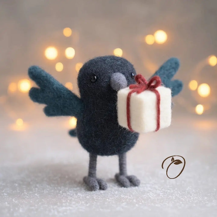 Special Delivery Crow Felt Figurine