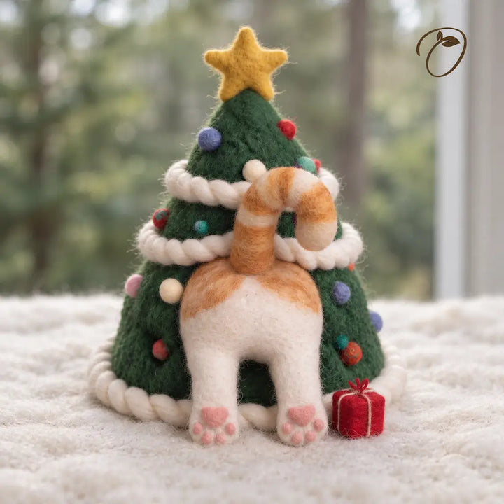 Undercover Cat and Tree Felt Figurine
