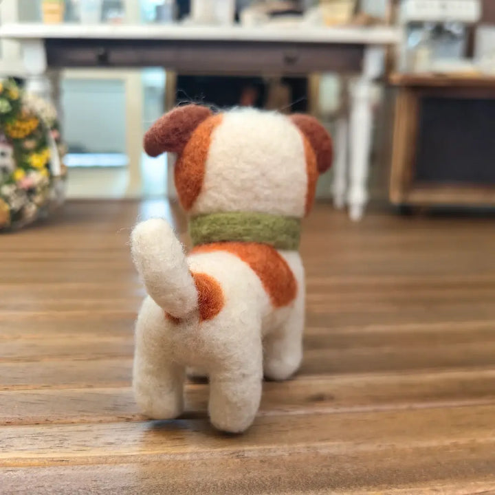 Felted Puppy with Green Scarf