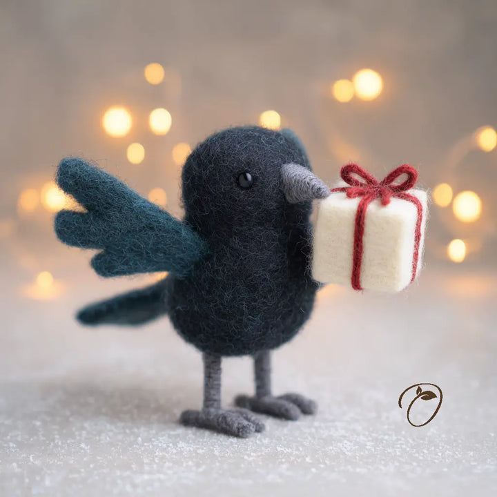 Special Delivery Crow Felt Figurine