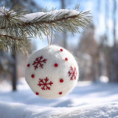 Felt Christmas Ornaments - Classic Red & White Collection