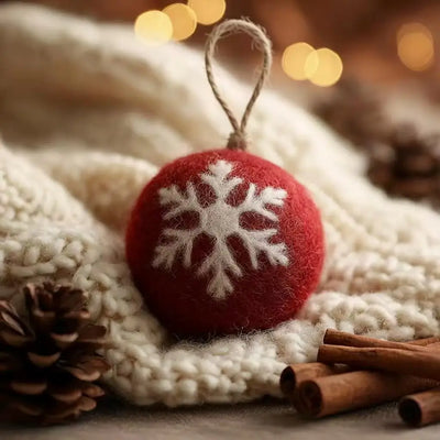 Felt Christmas Ornaments - Classic Red & White Collection
