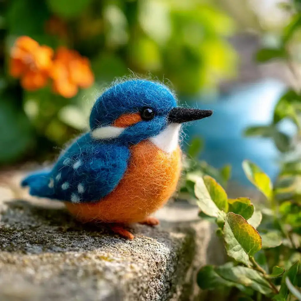 Felt Kingfisher Bird Figurine