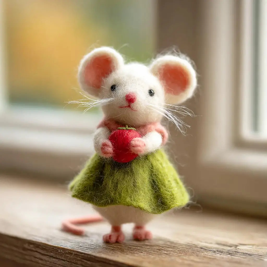 Felt Fairytale Ornament: The Forest Maiden in Green (with Apple)