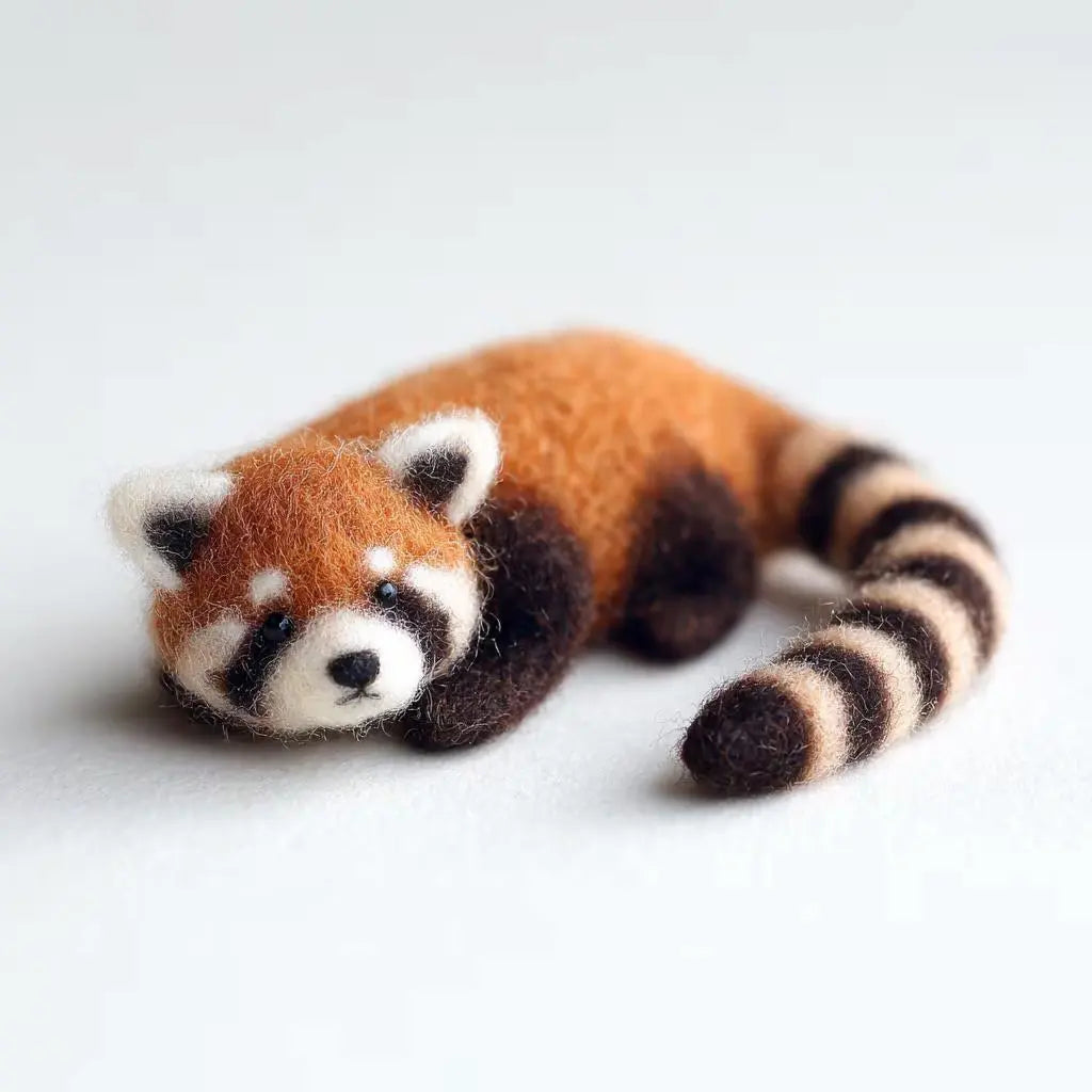 Plush toy of a red panda on a white background