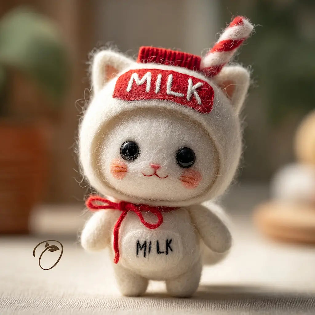 Milk Carton Cat Figurine