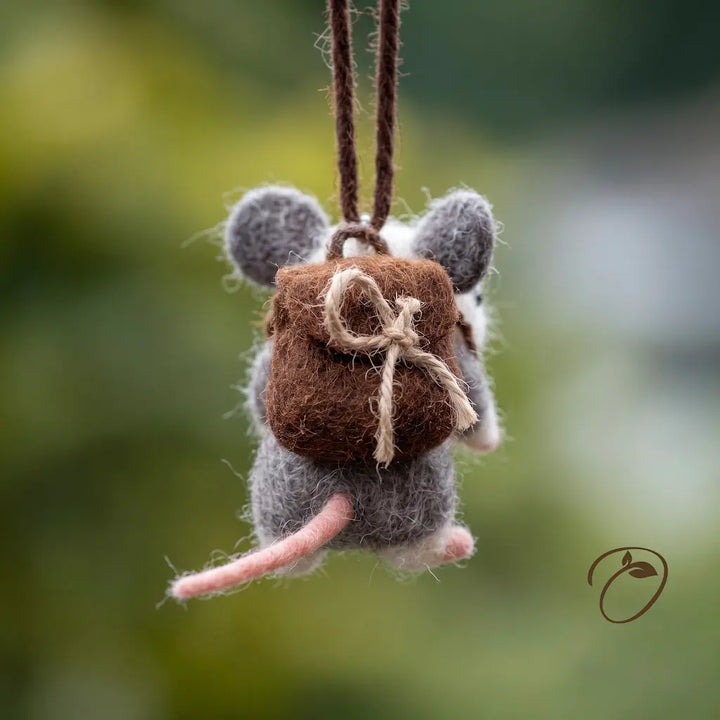 Felted gray mouse figurine