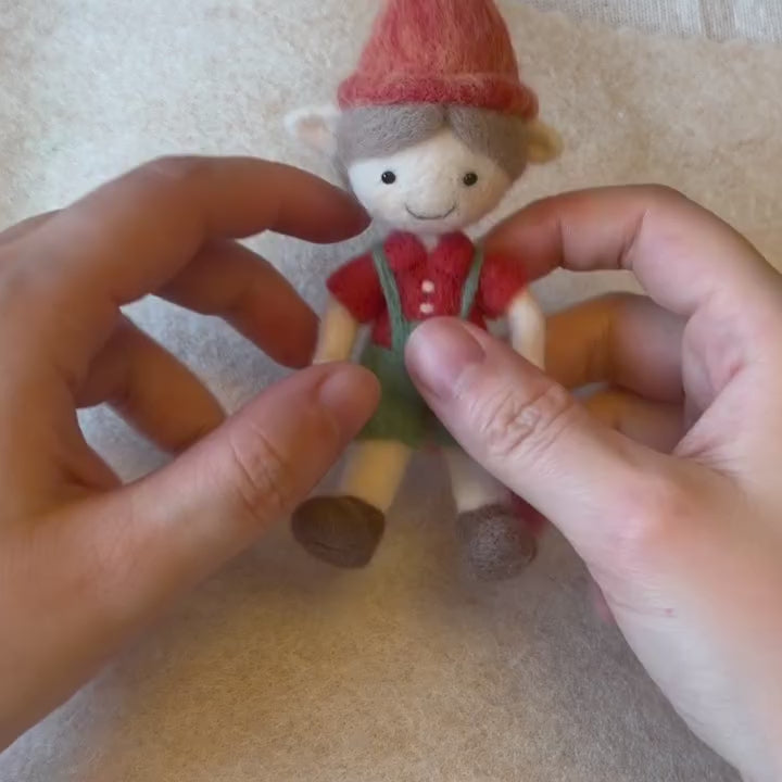 Handcrafted Poseable Felt Miniature Elf Doll