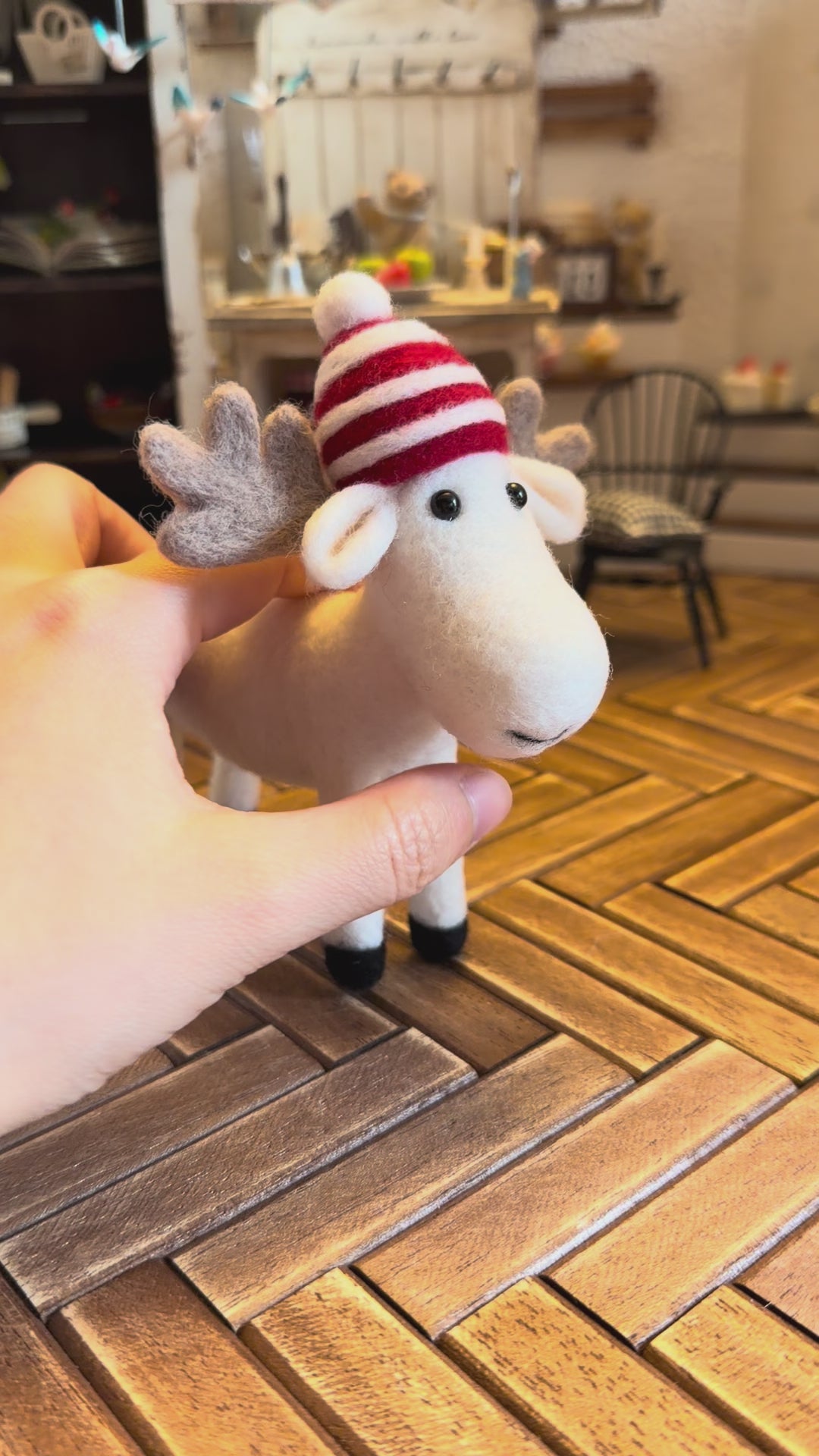 Handcrafted Felt Nordic Winter Moose Desk Figurine
