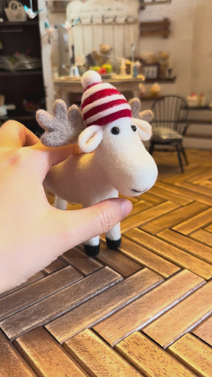 Handcrafted Felt Nordic Winter Moose Desk Figurine