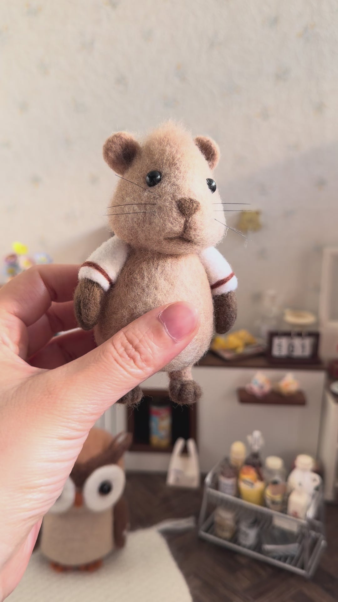 Handcrafted Felt Chill Capybara with Sports Tshirt